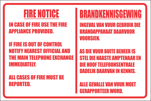 FR18 - Fire Notice Safety Sign