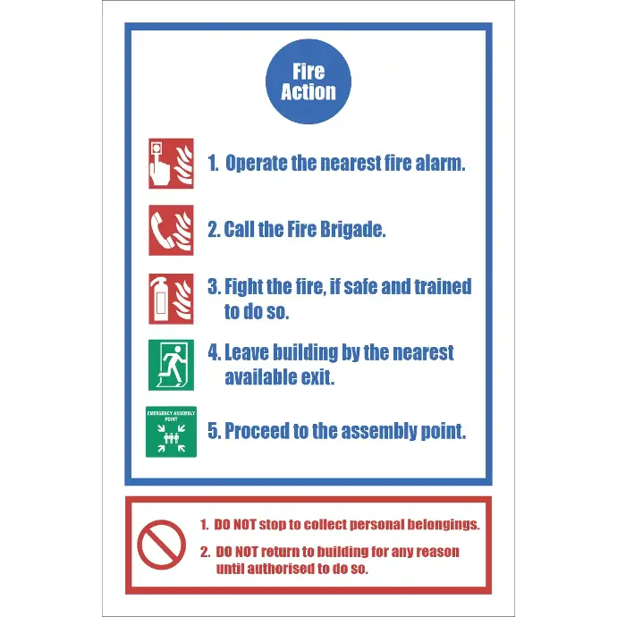 FR25 - Fire Action  Safety Sign III