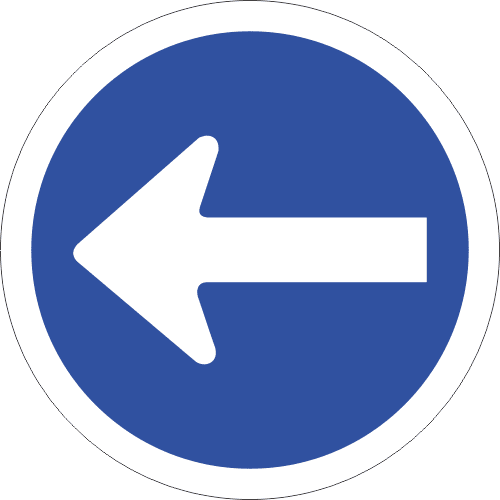 R105 - Proceed Left Only Road Sign