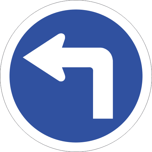 R108 - Turn Left Road Sign