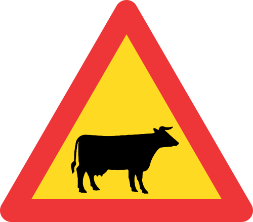 TW310 - Temporary Domestic Animals (Cattle) Road Sign
