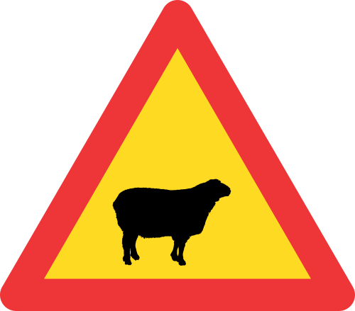TW312 - Temporary Domestic Animals (Sheep) Road Sign