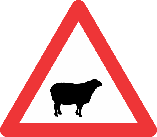 W312 - Domestic Animals (Sheep) Road Sign