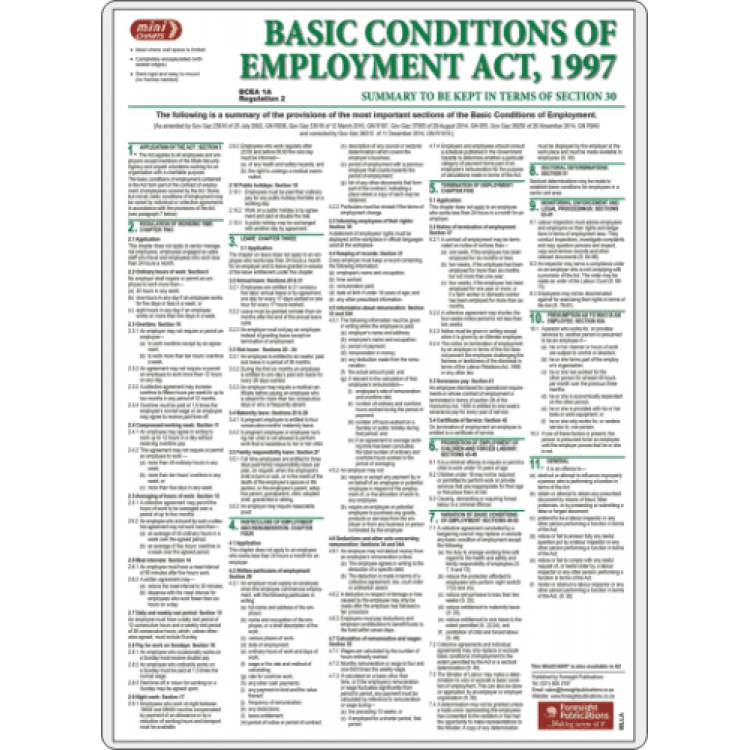 Basic Conditions of Employment Act (BCEA) Poster