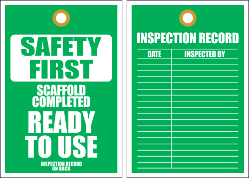 STS6 - Safety First Scaffold Completed Tag