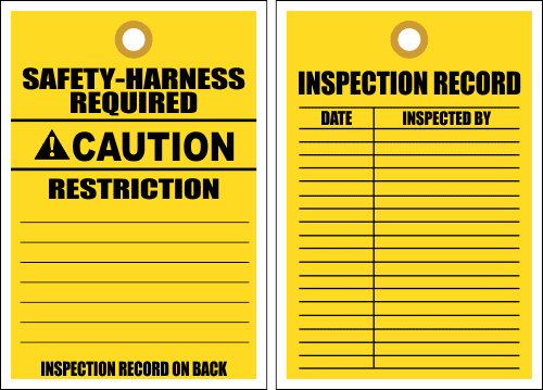 STC1 - Safety Harness Required Tag