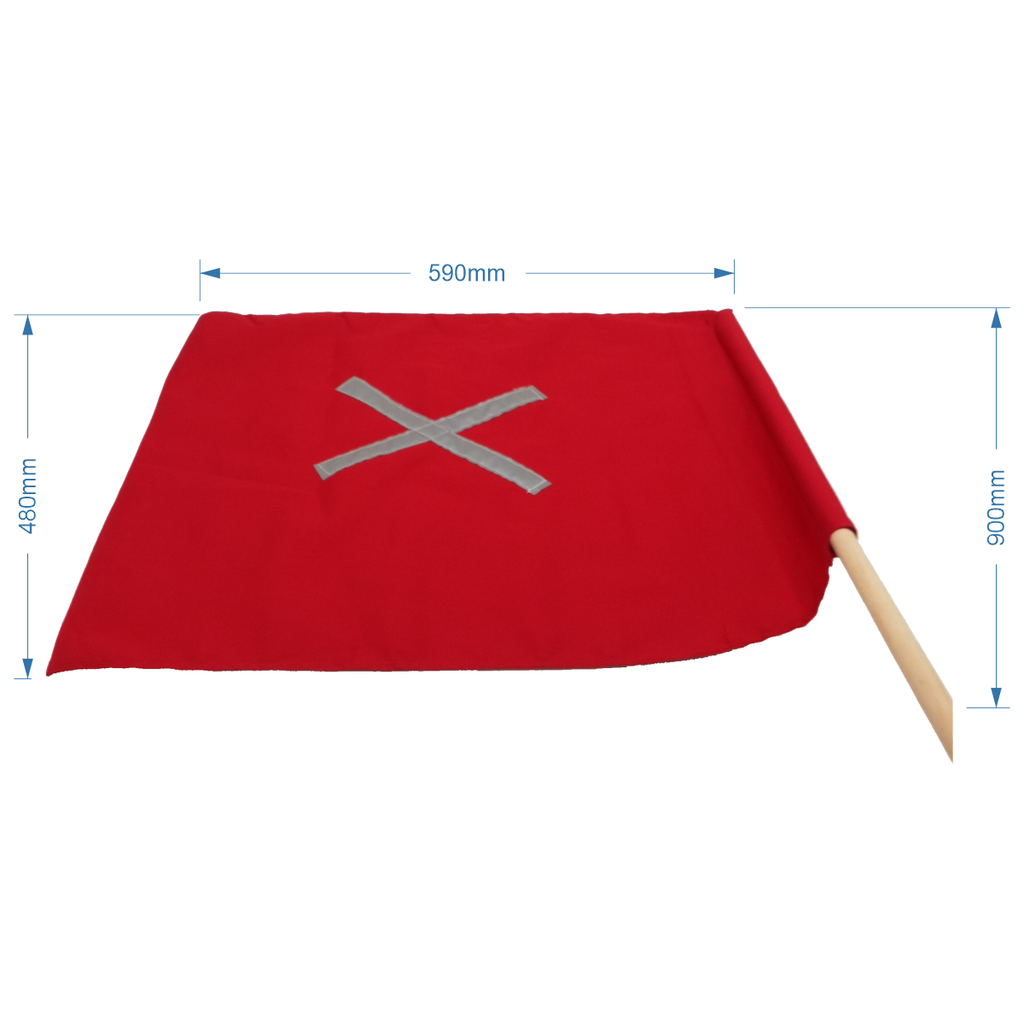 Red Reflective Flag c/w Wooden Handel