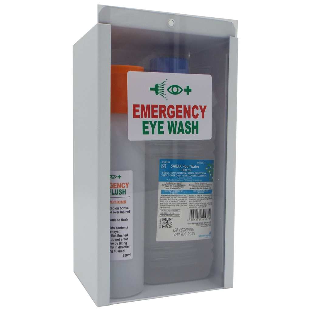 Eye Wash Station - Metal Box - Complete - Distilled Water