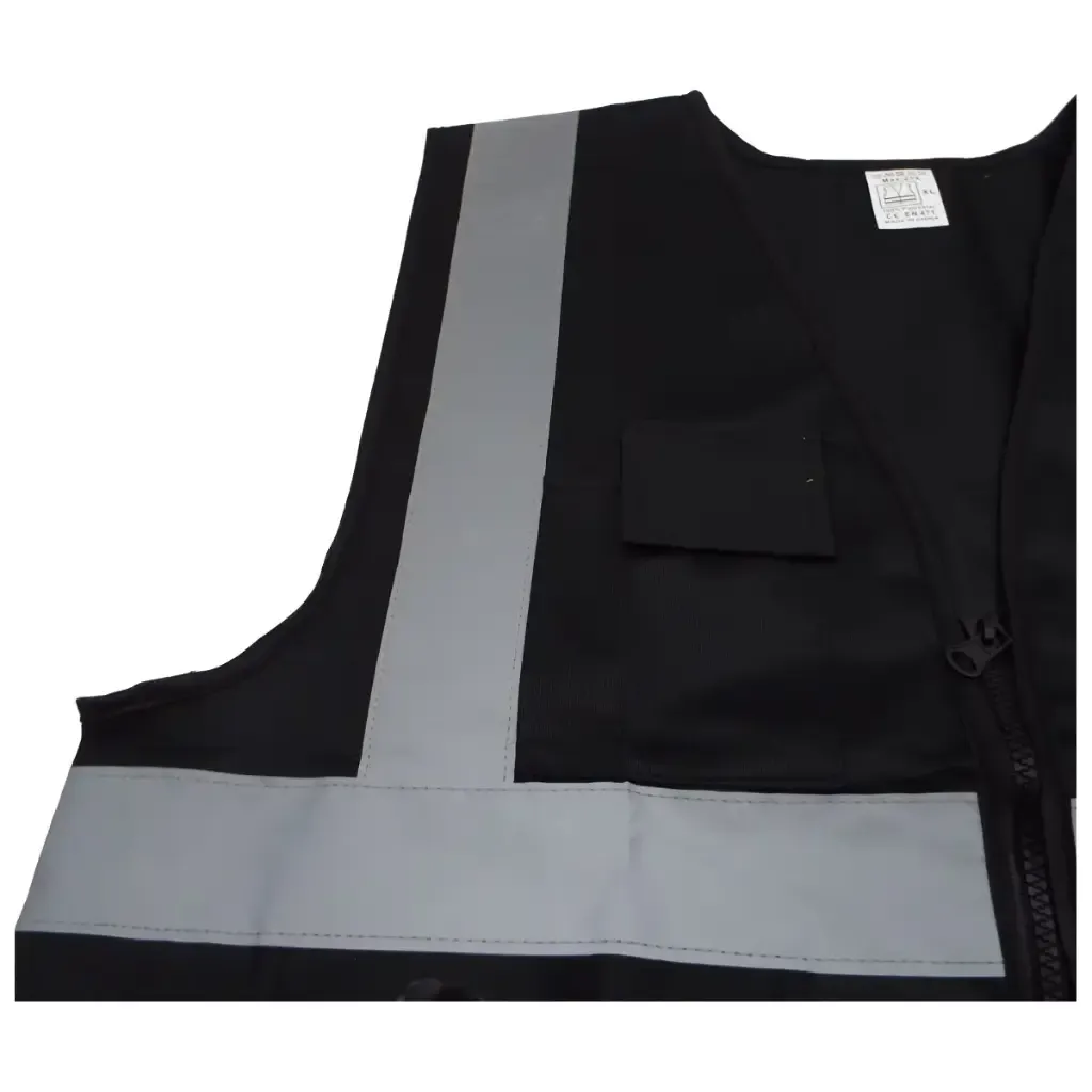 Black Reflective Vest with Pockets