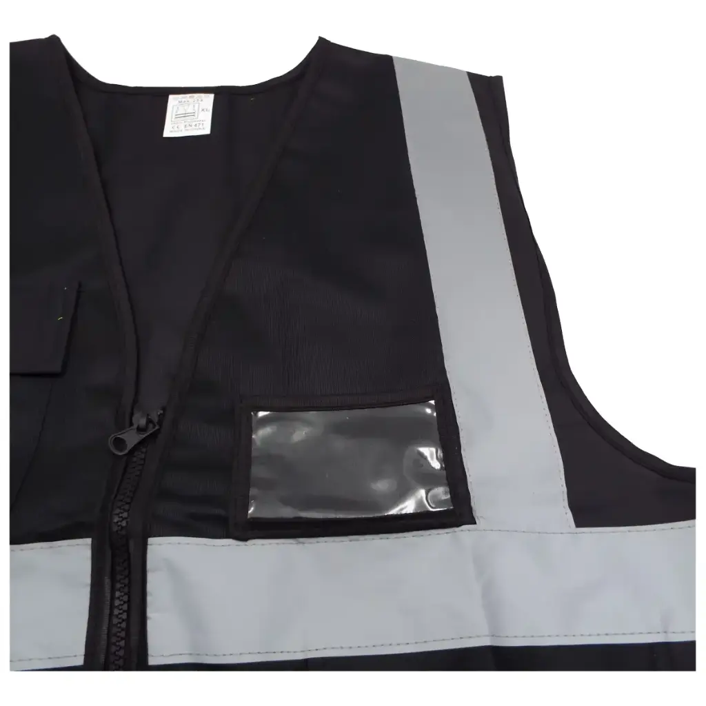 Black Reflective Vest with Pockets