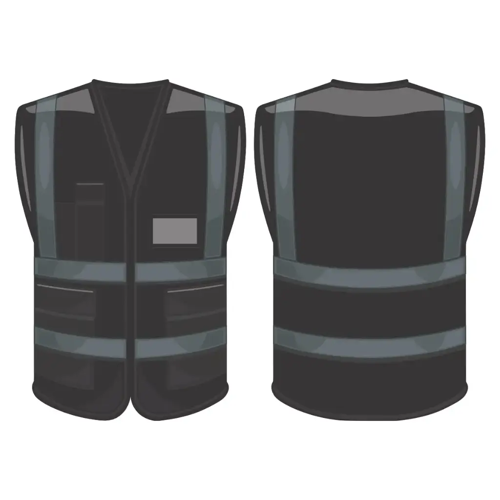 Black Reflective Vest with Pockets