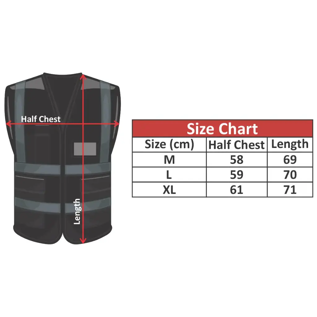 Black Reflective Vest with Pockets