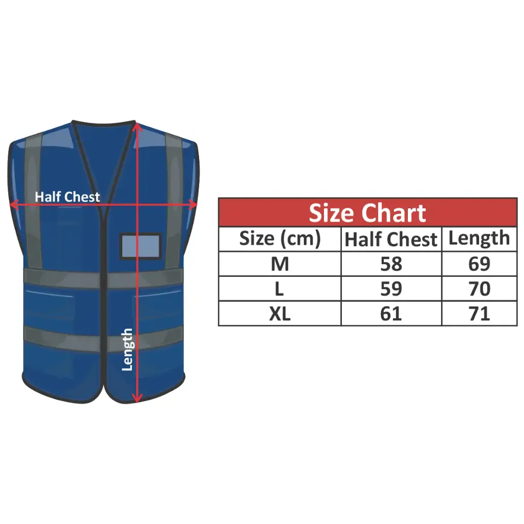 Reflective Vest with Pockets - Blue