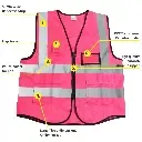 Pink Reflective Vest with Pockets