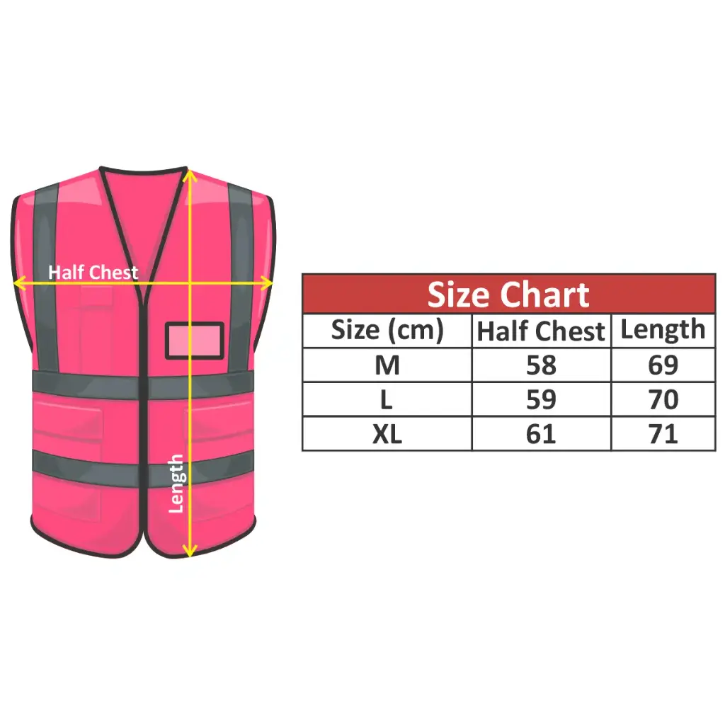 Pink Reflective Vest with Pockets