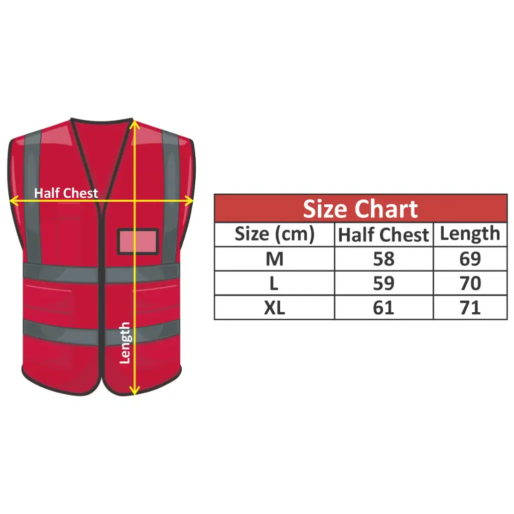 Red Reflective Vest with Pockets