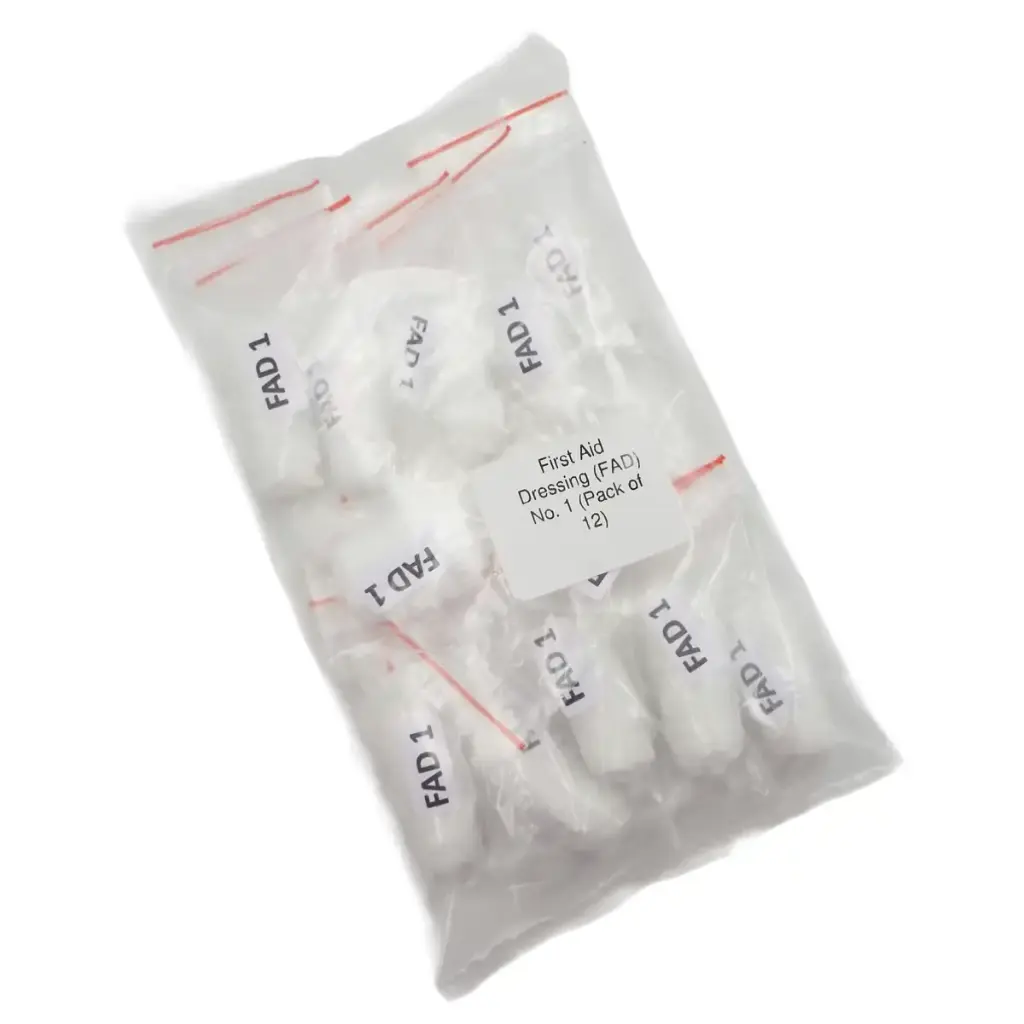 First Aid Dressing (FAD) No. 1 – Sterile Wound Dressing Pad for Emergency Care & Compliance