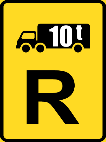 TR314 - Temporary Goods Vehicle Over Indicated G.V.M. Reservation Road Sign