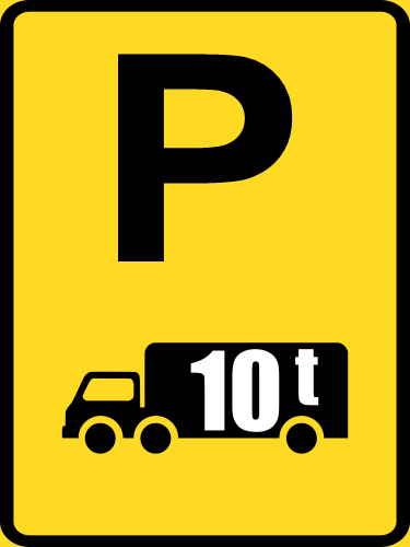 TR314-P - Temporary Goods Vehicle Over Indicated G.V.M. Parking Reservation Road Sign