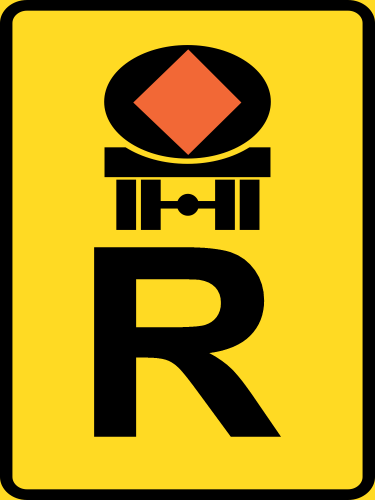 TR316 - Temporary Vehicle Conveying Dangerous Goods Reservation Road Sign