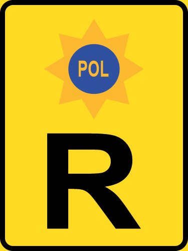 TR322 - Temporary Police Vehicle Reservation Road Sign