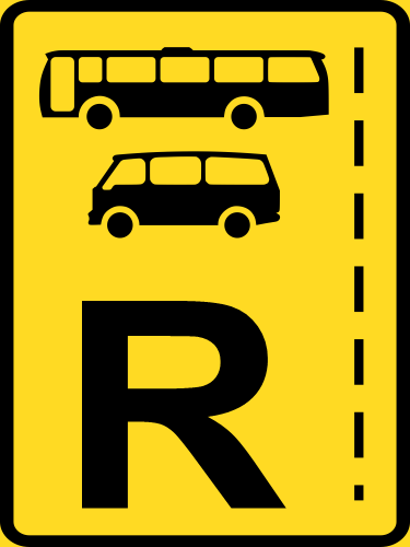 TR328 - Temporary Bus & Mini-Bus Lane Reservation Road Sign