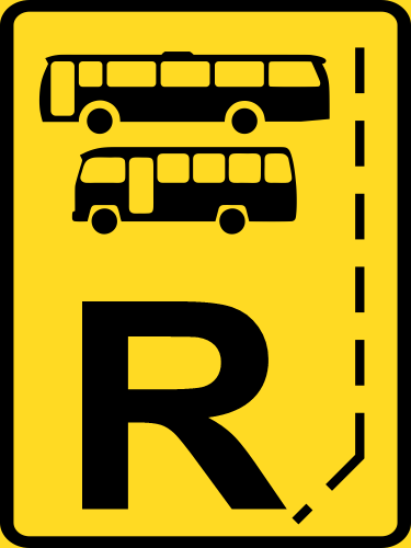 TR332 - Temporary Start Of Bus & Midi-Bus Lane Reservation Road Sign