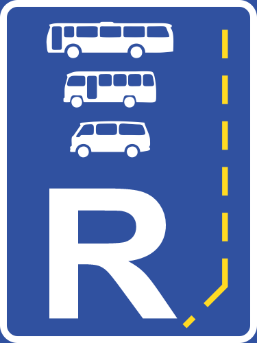 R335 - Start Of Bus, Midi-Bus & Mini-Bus Lane Reservation Road Sign