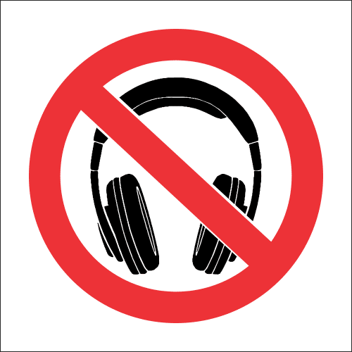 PR40 - No Headphones Sign