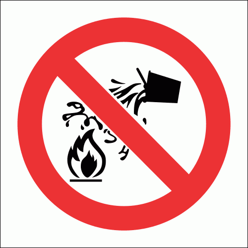 PV4 - Water As Extinguishing Prohibited Safety Sign