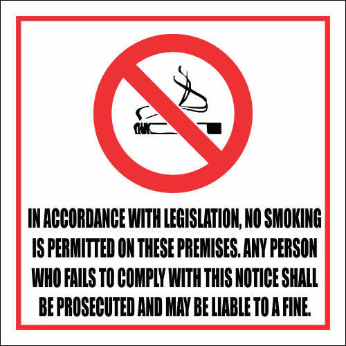 SM4 - No Smoking Legislation Sign