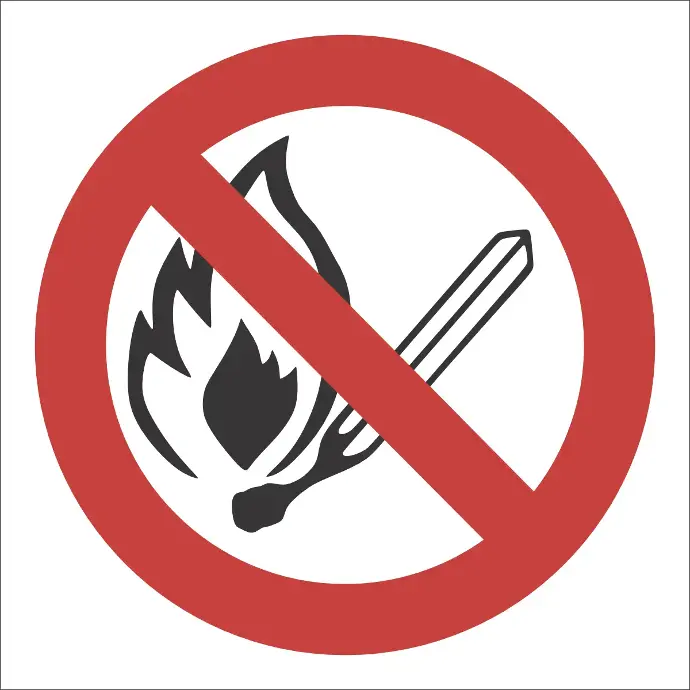 FR1 - No Open Flame Safety Sign