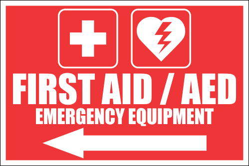 FA46 - First Aid And AED Emergency Equipment Left Sign