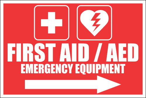 FA47 - First Aid And AED Emergency Equipment Right Sign