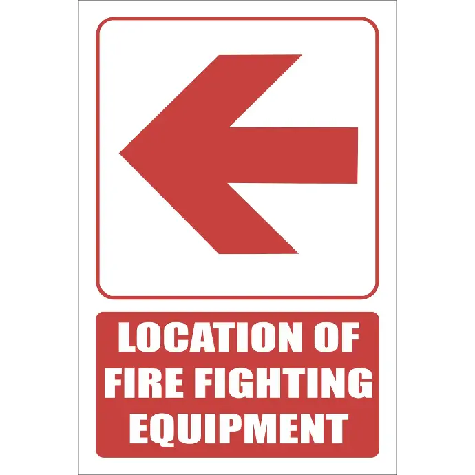 FB1EL - Red Arrow - Location Of Fire Fighting Equipment Left Explanatory Safety Sign