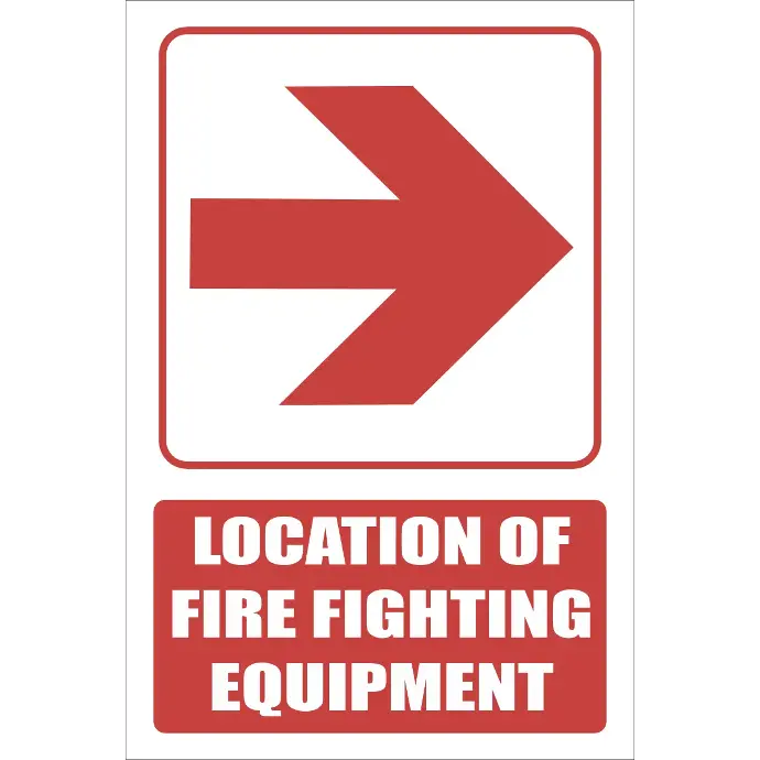 FB1ER - Red Arrow - Location Of Fire Fighting Equipment Right Explanatory Safety Sign