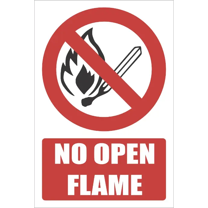 FR1E - No Open Flame Explanatory Safety Sign