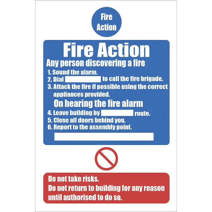 FR27 - Fire Action  Safety Sign V