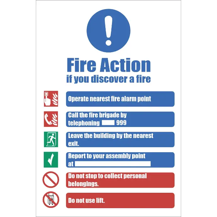 FR30 - Fire Action  Safety Sign VII