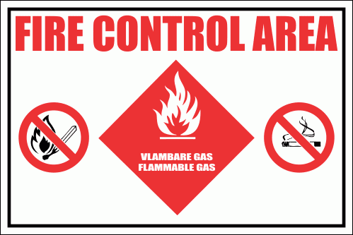 GAS28 - Fire Control Area - Flammable Gas Sign