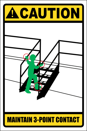 LD2 - Caution 3 Point Contact Sign