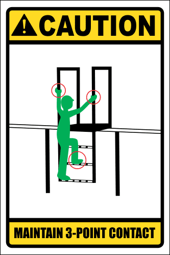 LD3 - Caution 3 Point Contact Sign