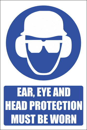 MA14E - Ear, Eye and Head Protection Explanatory Safety Sign