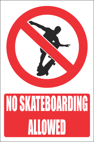 PR15E - No Skateboarding Explanatory Sign