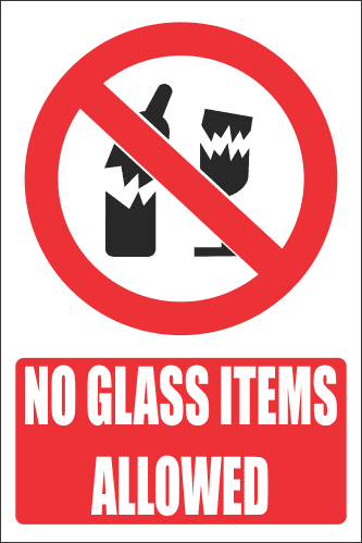 PR16E - No Glass Explanatory Sign
