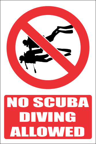 PR25E - No Scuba Diving Explanatory Sign