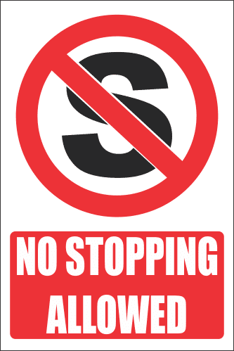 PR30E - No Stopping Explanatory Sign