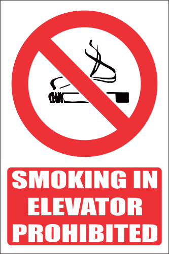 PR49E - No Smoking In Elevator Explanatory Sign