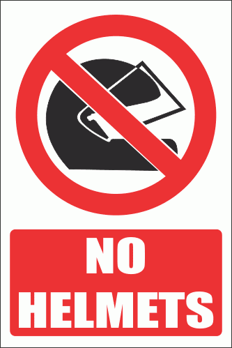 PV18E - No Helmets Explanatory Safety Sign