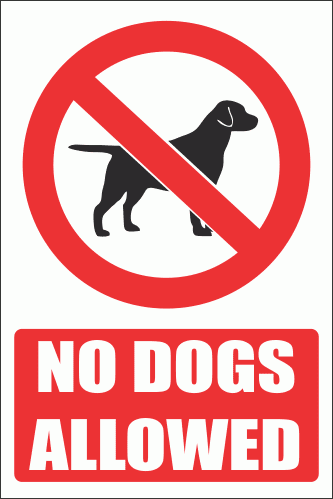 PV20EN - No Dogs Allowed Explanatory Safety Sign